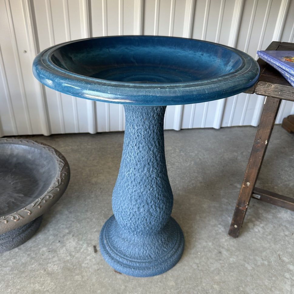 Birdbath Tall Azure Blue (Tall (24") Azure Blue Fiber Clay Birdbath) - Each